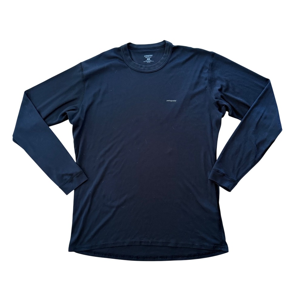Patagonia Capilene Base Layer Mens Large Black Excellent Long Sleeve Crew Neck